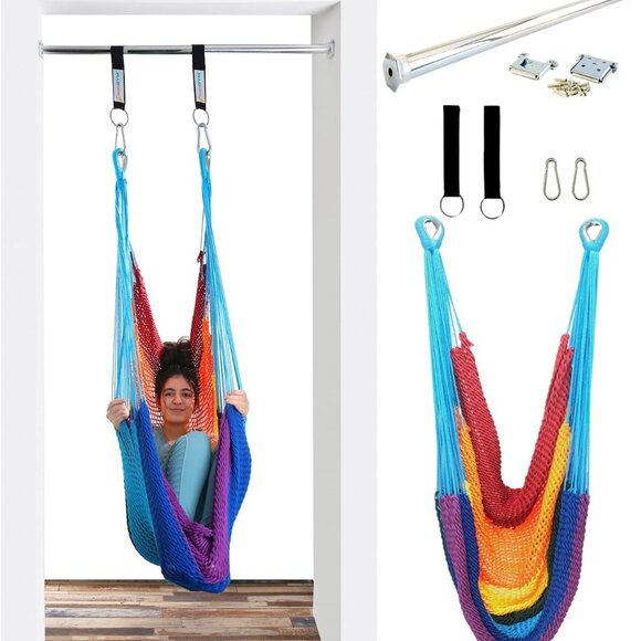 Rainbow Hammock Chair Doorway Swing DreamGYM DGTS77 - Picture 1 of 8